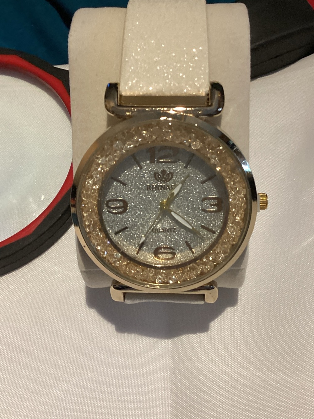 Sparkle Accent White Women's Watch with Gold-Tone Case